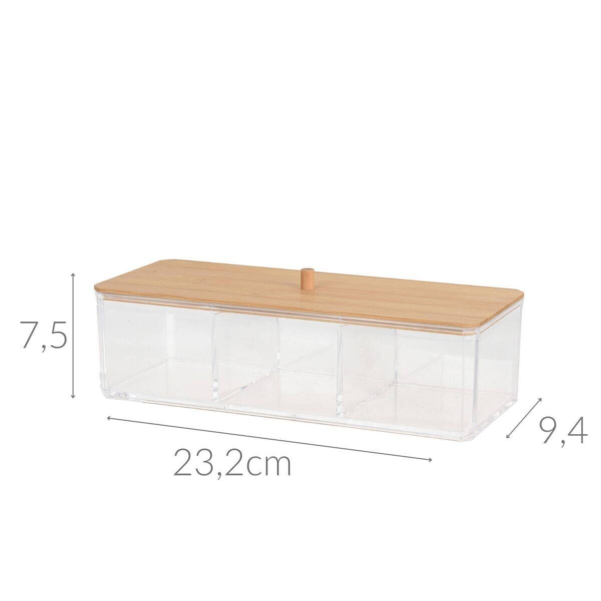 Organizer na kosmetyki z bambusową przykrywką