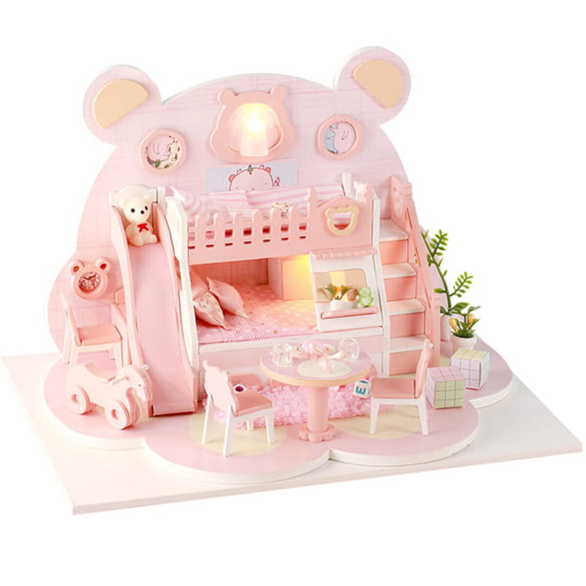 Miniaturowy domek - Różowy miś