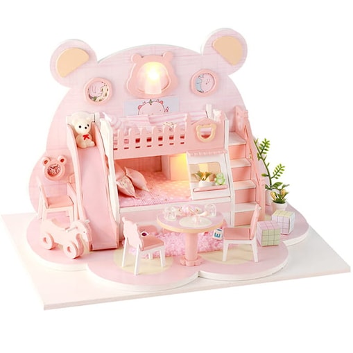 Miniaturowy domek - Różowy miś