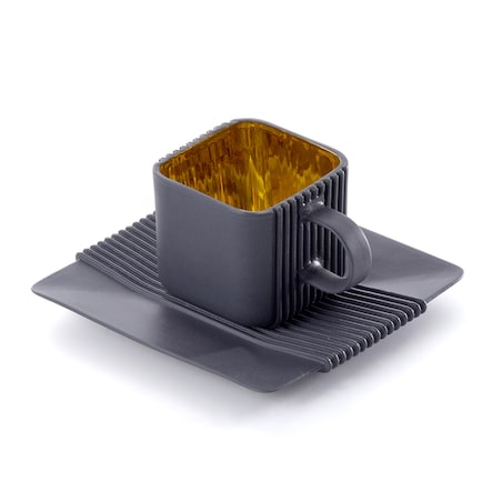 Filiżanka 110 ml ze spodkiem System czarna/złoty środek CD34