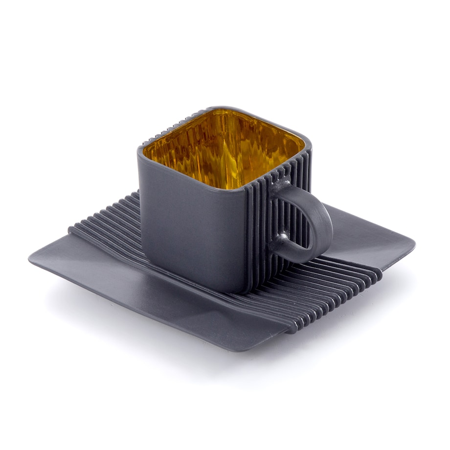 Filiżanka 110 ml ze spodkiem System czarna/złoty środek CD34