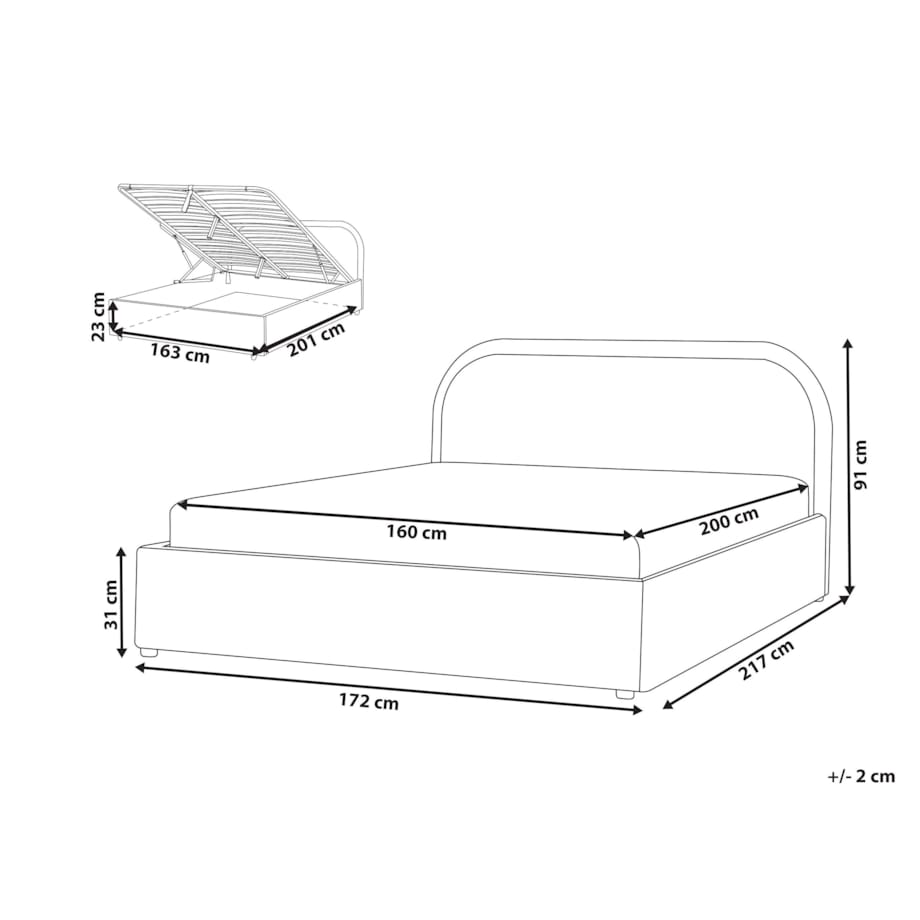 Łóżko z pojemnikiem boucle 160 x 200 cm jasnobeżowe QUILLIEN