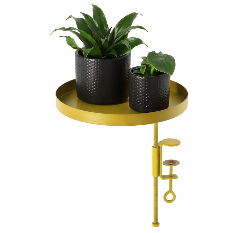 Esschert Design Taca na rośliny z mocowaniem, okrągła, złota rozmiar L