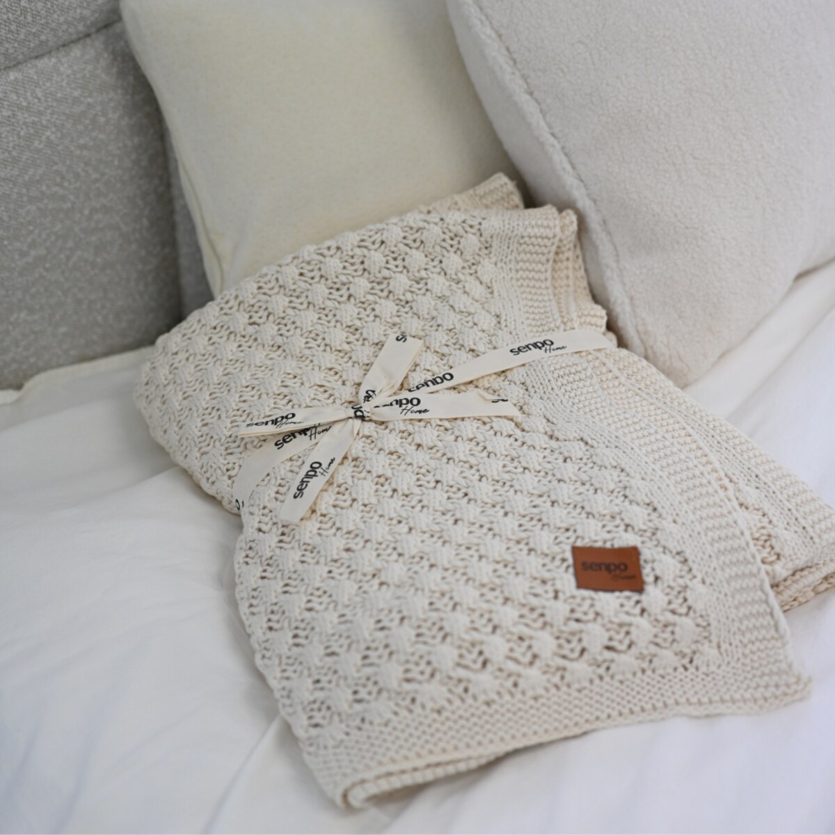 Koc dzianinowy Senpo Orzechowy