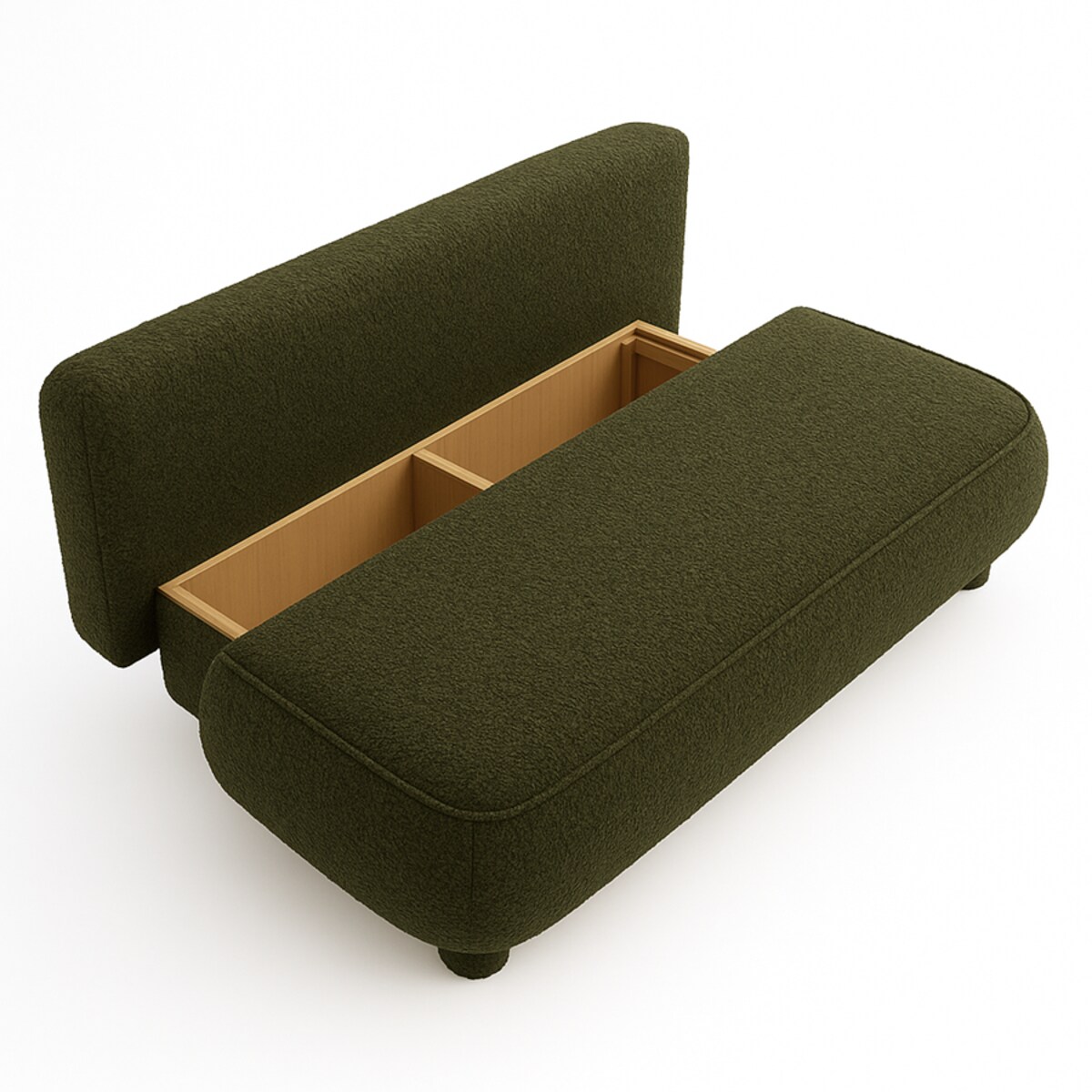 Kanapa Nowoczesna MAJA z funkcją spania w tkaninie boucle - zielony