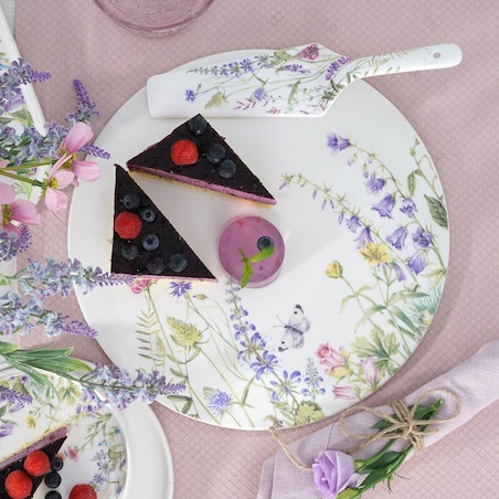 VILLA ITALIA Talerz do ciasta porcelanowy Patera z łopatką 31 cm VIOLA