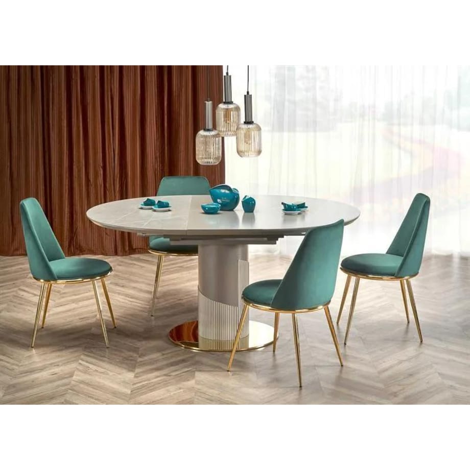 Stół okrągły rozkładany MUSCAT 120(160)x120 szary marmur