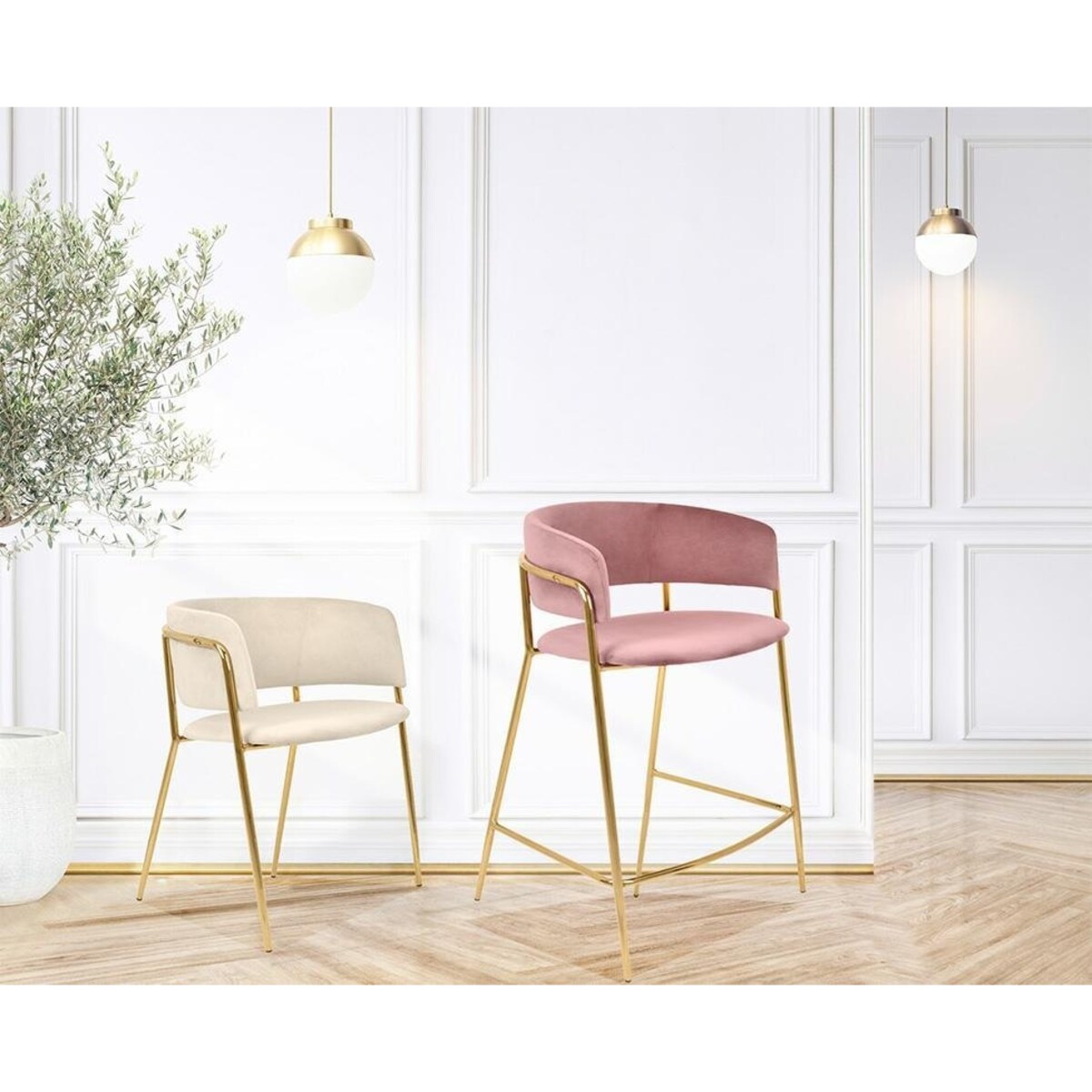 Krzesło Delta 65 KH1301100123 z welurowym siedziskiem różowe