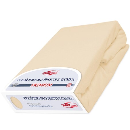 Prześcieradło z bawełny frotte z gumką 180x200 kolor jasny beż PREMIUM