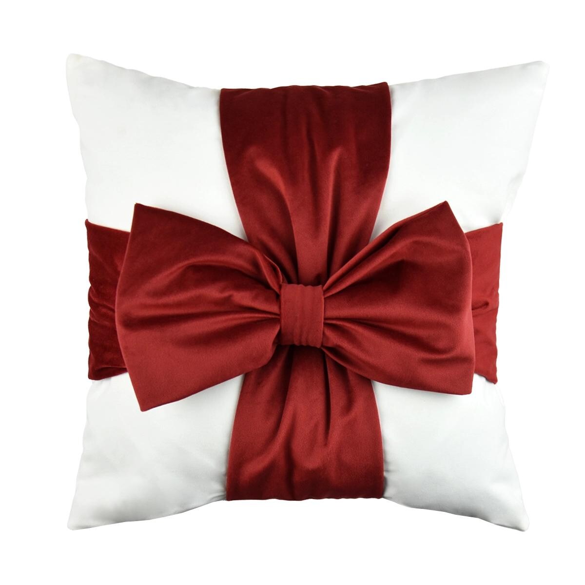 Poduszka VELVET VE2231 | Czerwona kokarda 40 x 40 cm