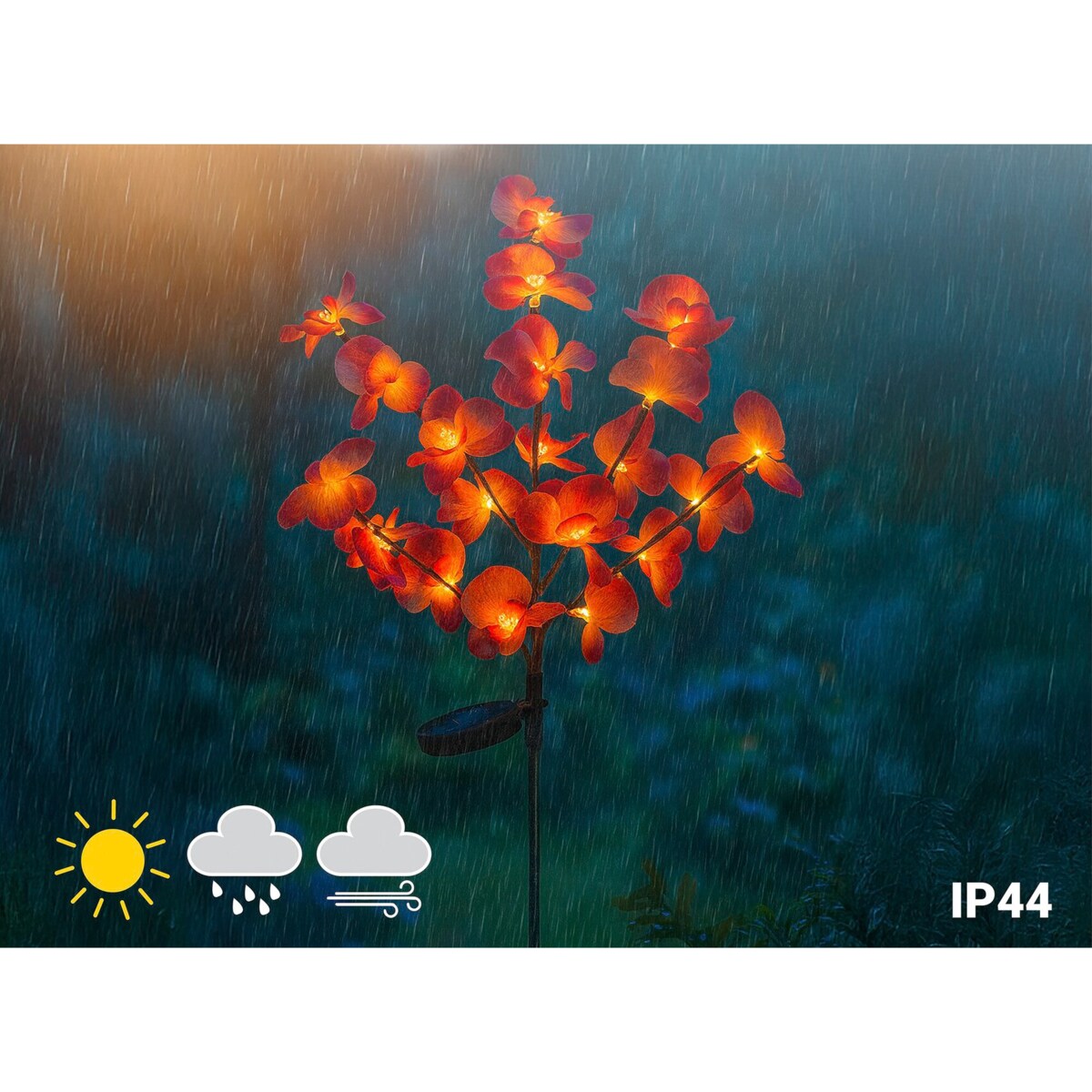 Lampki ogrodowe solarne, storczyki LED, zestaw 2 sztuki, 75 cm