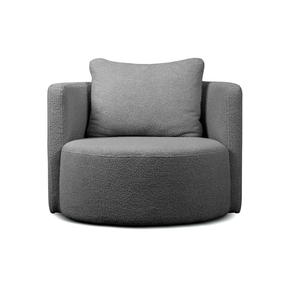 KONSIMO RAGGI Fotel i puf obrotowy baranek ciemnoszary baranek