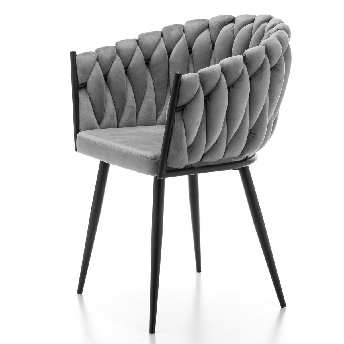 Krzesło tapicerowane plecione glamour salon welurowe LATINA jasnoszara