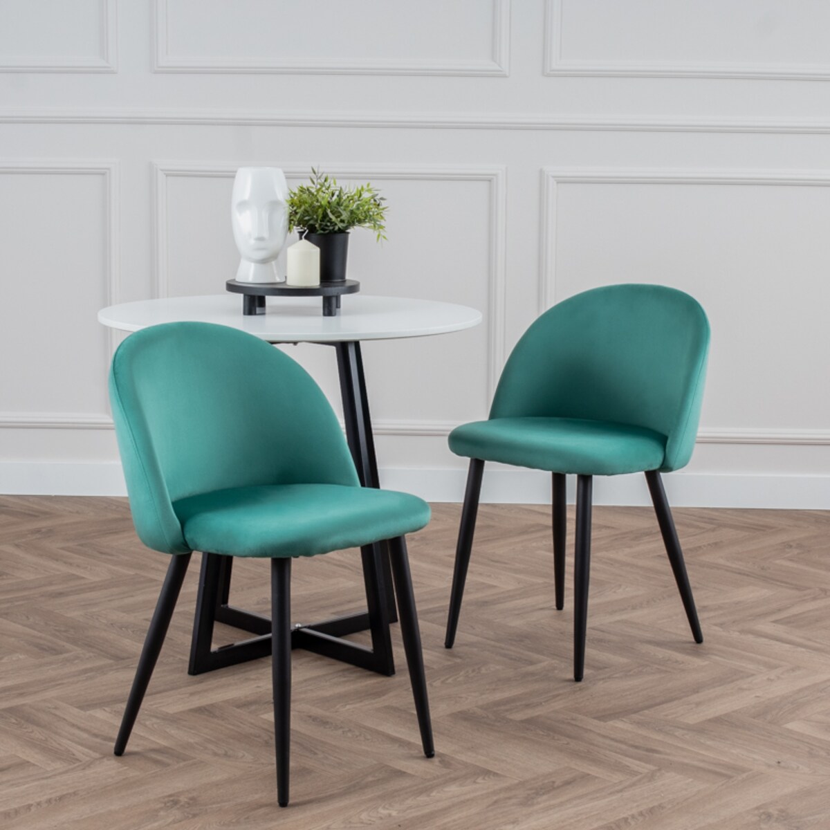 Krzesło tapicerowane do salonu jadalni welurowe zielone velvet