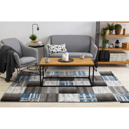 Dywan ALTER Siena Kwadraty kratka niebieski 140x190 cm