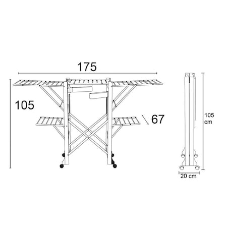 ARREDAMENTI GABBIANO Suszarka na pranie na kółkach - 175 x 67 cm, Biały