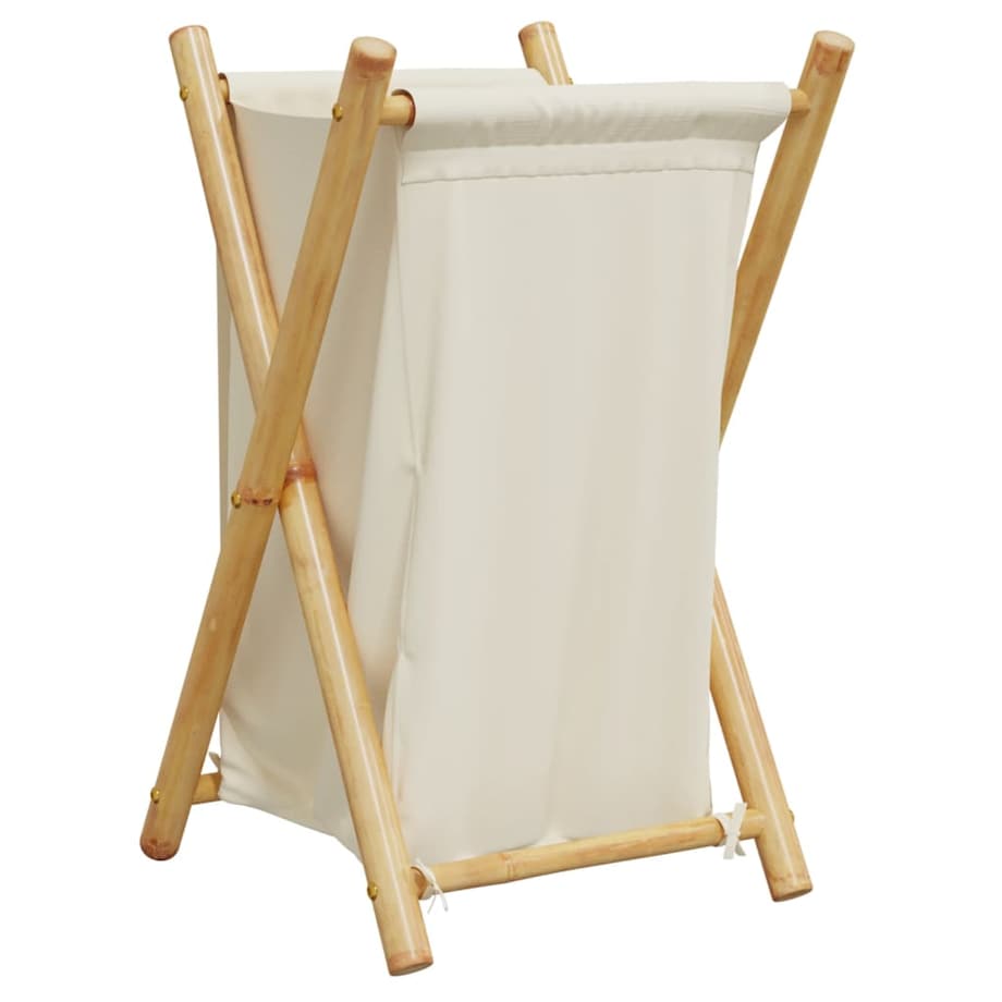 vidaXL Kosz na pranie, kremowy, 41,5x36x63,5 cm, bambusowy