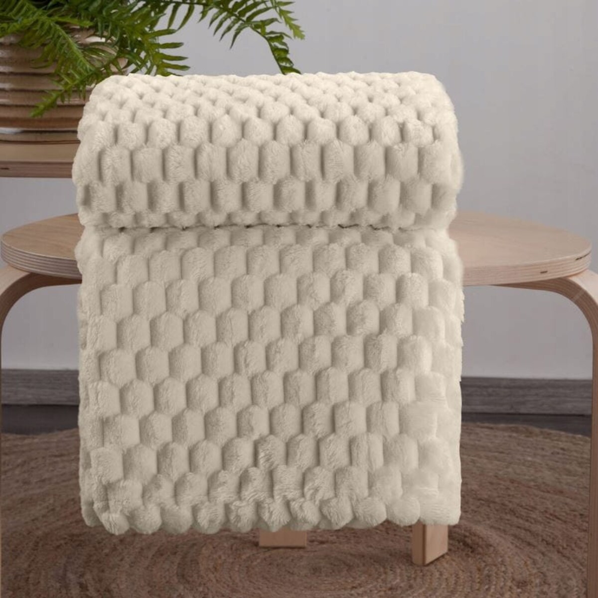 Gruby KOC NARZUTA Mięciutki Pled 170x210 Cindy6 Premium Eurofirany BEŻOWY