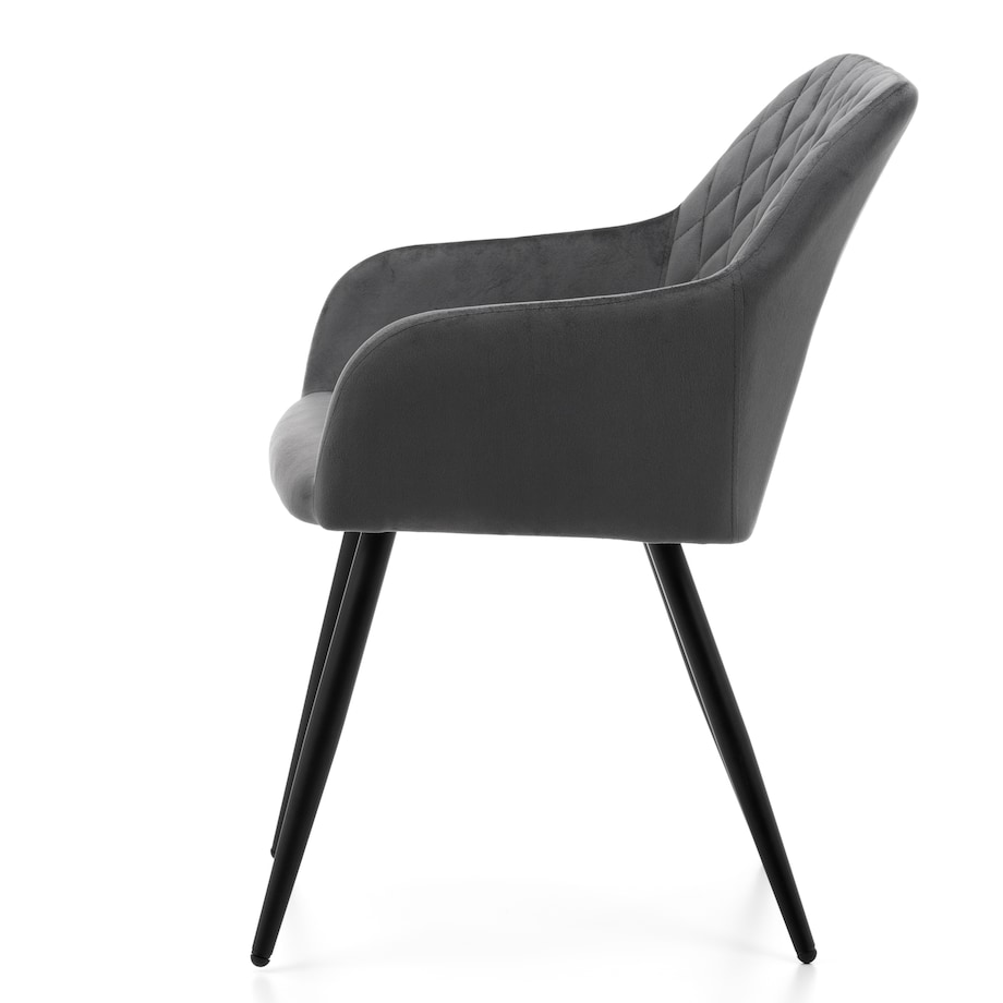 Krzesło tapicerowane TODI welur do salonu jadalni pikowane szare