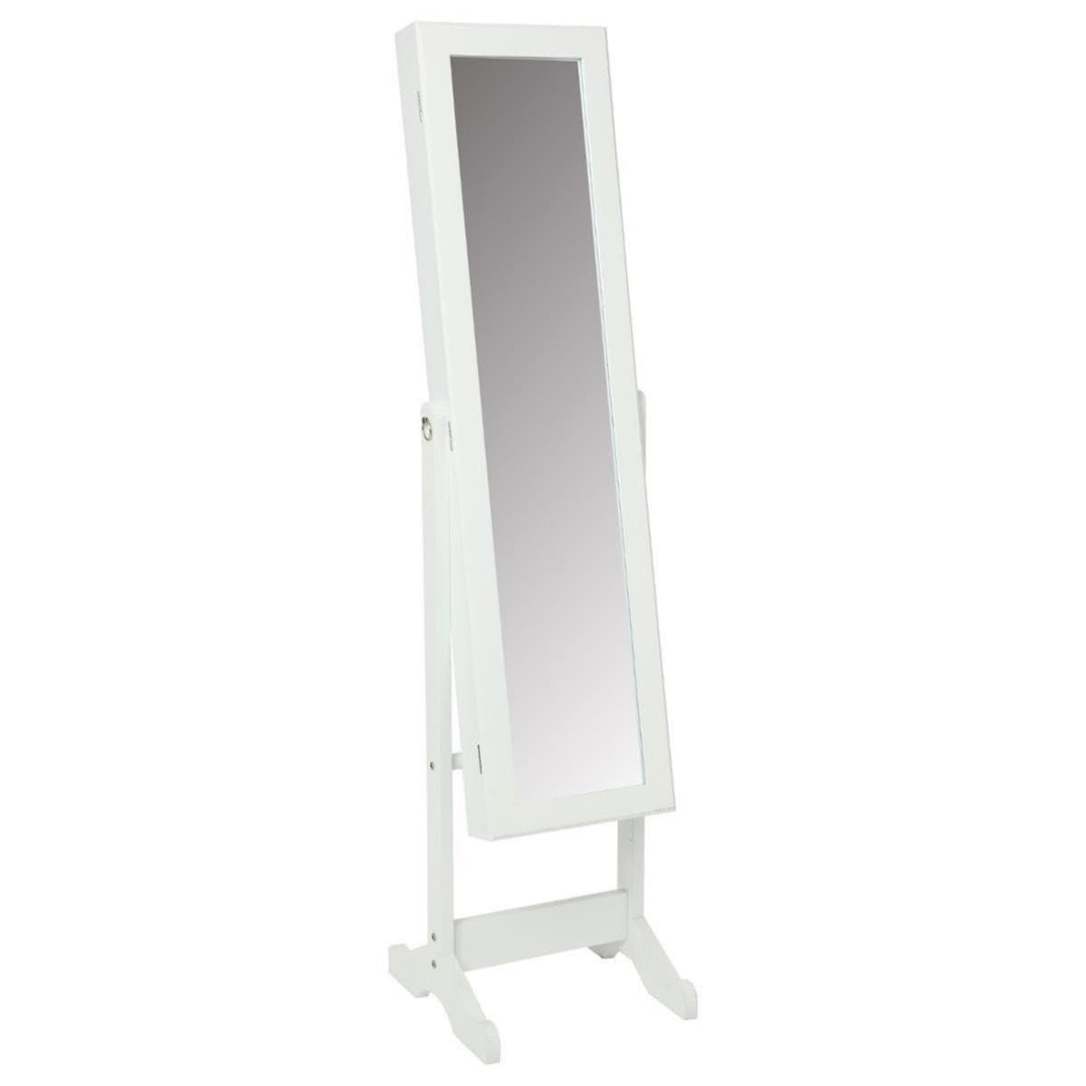 Lustro stojące, duże, SCHOWEK na biżuterie, wysokość: 145 cm, kolor biały, MDF