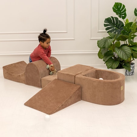 Piankowy Plac Zabaw z Basenem 250x45cm/200 Piłek dla Dziecka, Velvet, Velvet, Beżowy: Białe/Beżowe