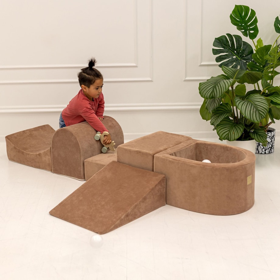 Piankowy Plac Zabaw z Basenem 250x45cm/200 Piłek dla Dziecka, Velvet, Velvet, Beżowy: Białe/Beżowe