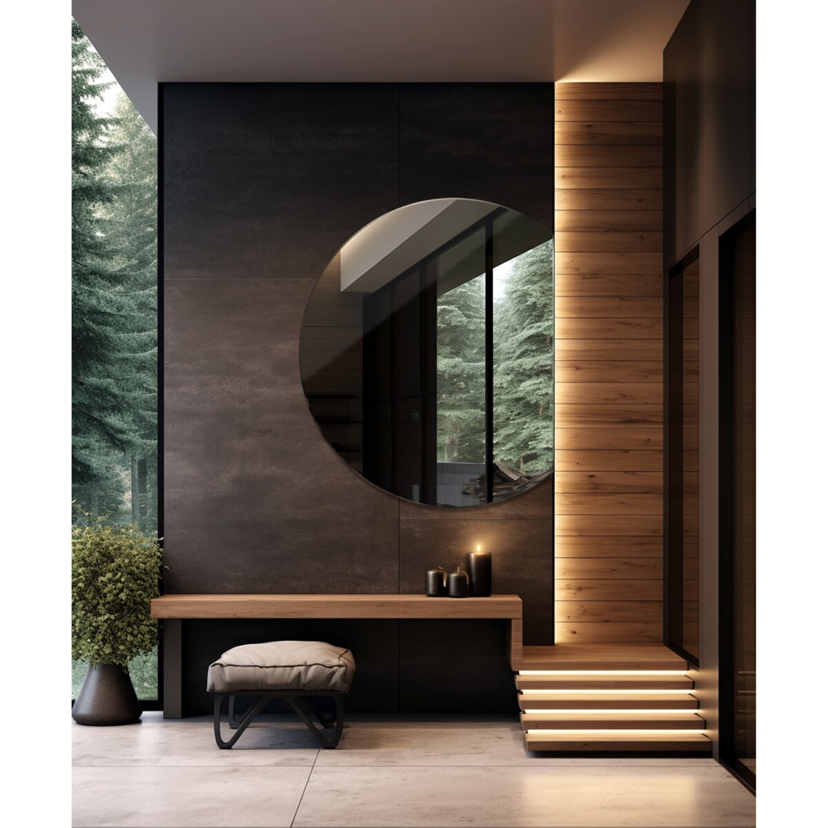 Lustro ścięte koło 63x70 cm