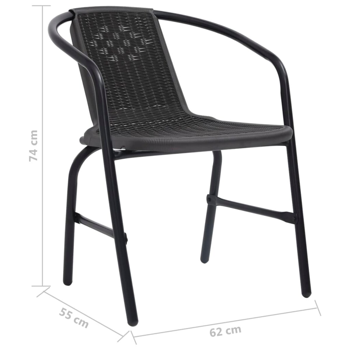 vidaXL Krzesła ogrodowe, 4 szt., rattan syntetyczny i stal, 110 kg