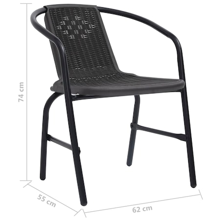 vidaXL Krzesła ogrodowe, 4 szt., rattan syntetyczny i stal, 110 kg