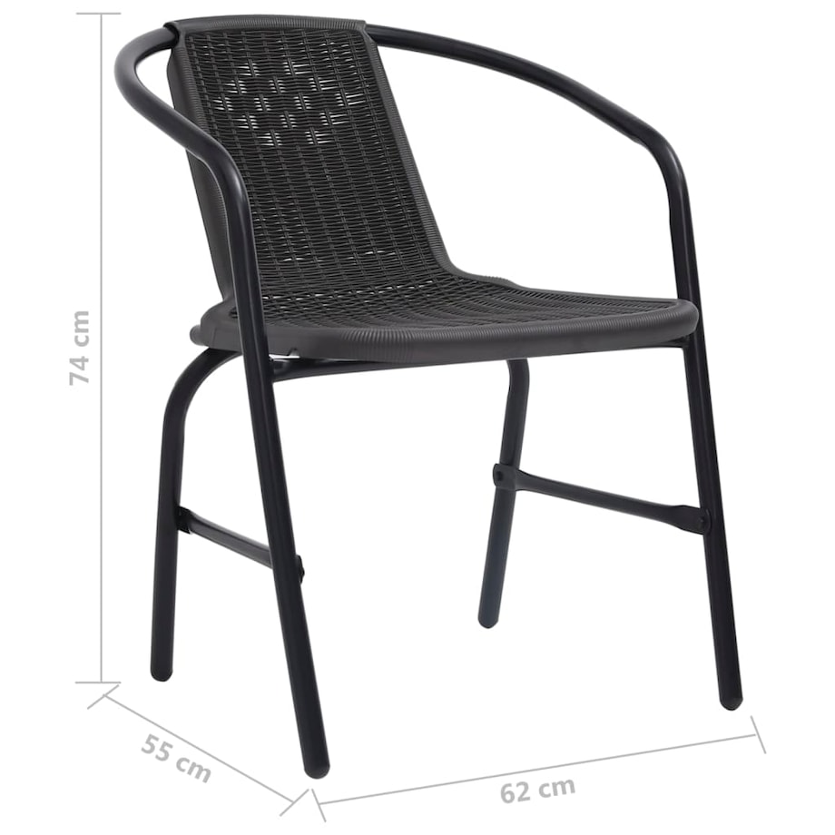 vidaXL Krzesła ogrodowe, 4 szt., rattan syntetyczny i stal, 110 kg