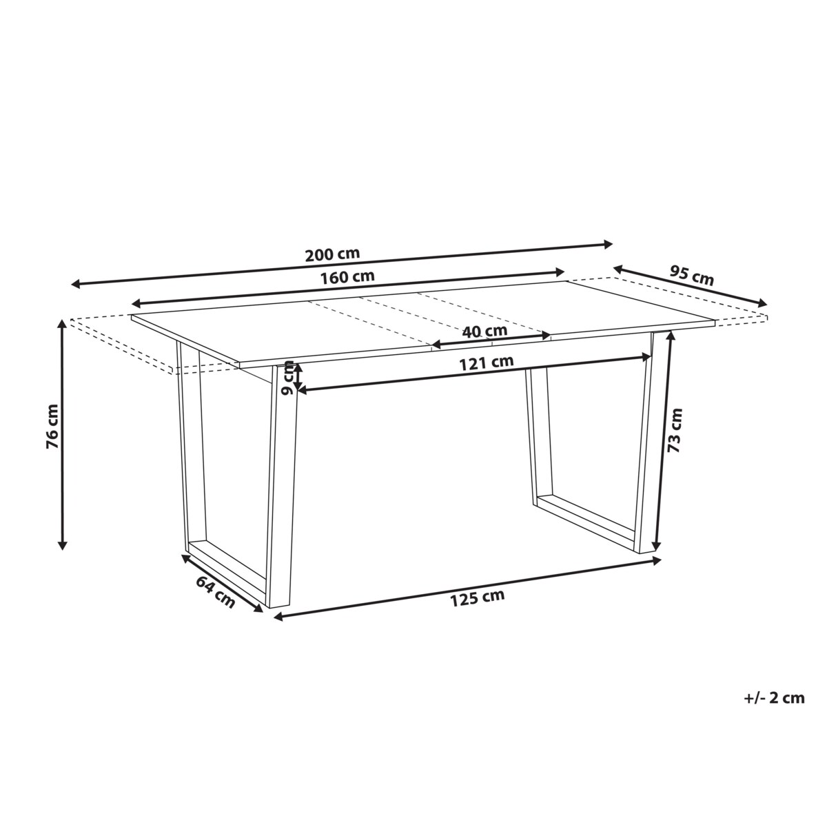 Stół do jadalni rozkładany CAMDEN Jesion jasny 160/200 cm 95 cm