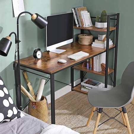 Biurko industrialne metalowe półkami regałem loftowe rustykalne vintage