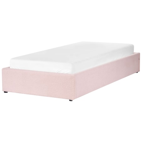 Łóżko z pojemnikiem boucle 90 x 200 cm różowe DINAN