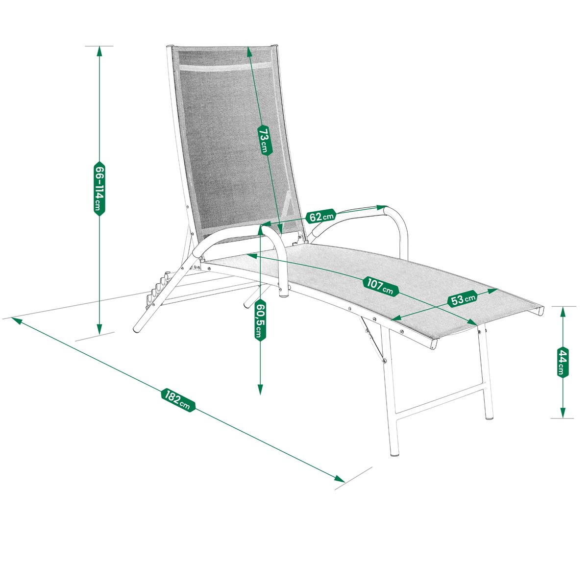 Leżanka aluminiowa SKŁADANA ogrodowa LEŻAK do ogrodu regulowane oparcie