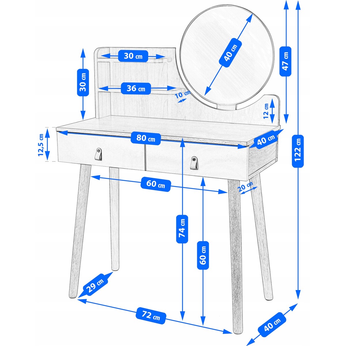 Toaletka Z Lustrem Scandi Kosmetyczna Skandynawska