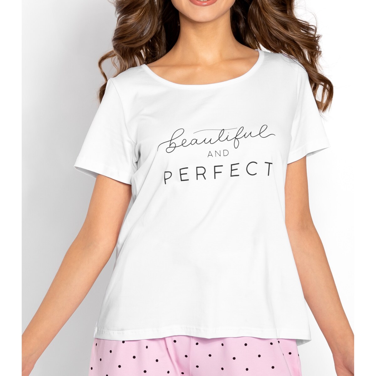 Piżama Flawless White-Pink, S