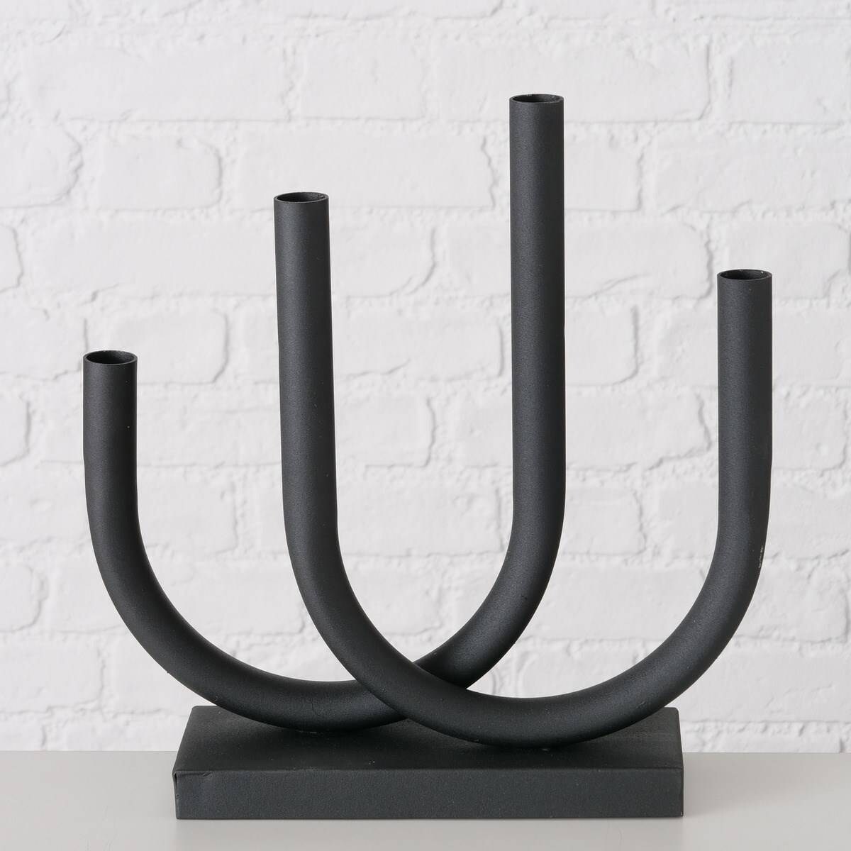 Metalowy świecznik Tonis, 34 x 33 cm, czarny
