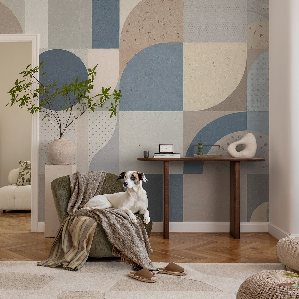 Fototapeta flizelinowa 250x250 cm - Geometryczna mozaika, tapeta ścienna szara