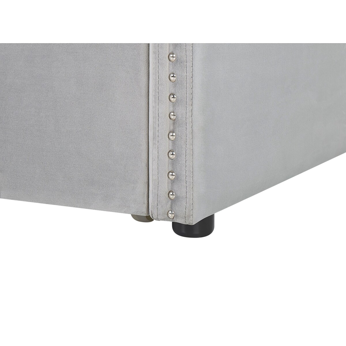 Łóżko wysuwane welurowe 90 x 200 cm jasnoszare TROYES