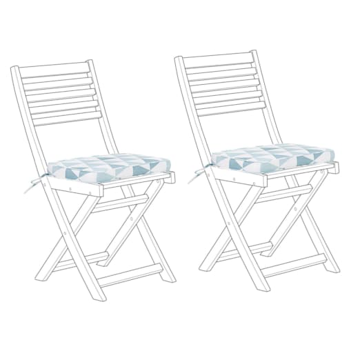 Zestaw 2 poduszek na krzesło ogrodowe w trójkąty niebieskie FIJI