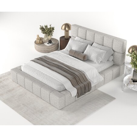 Łóżko tapicerowane PAROS 160x200 z pojemnikiem, Jasny Szary, tkanina Modesto 481