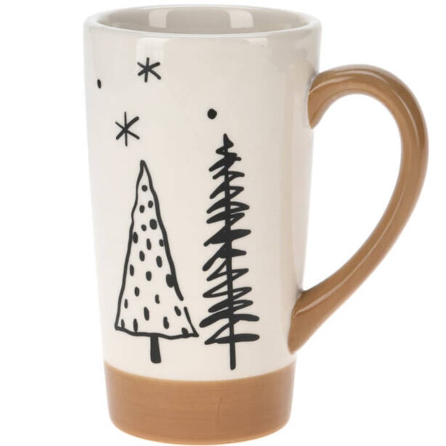 Duży zimowy kubek z motywem choinek, 520 ml