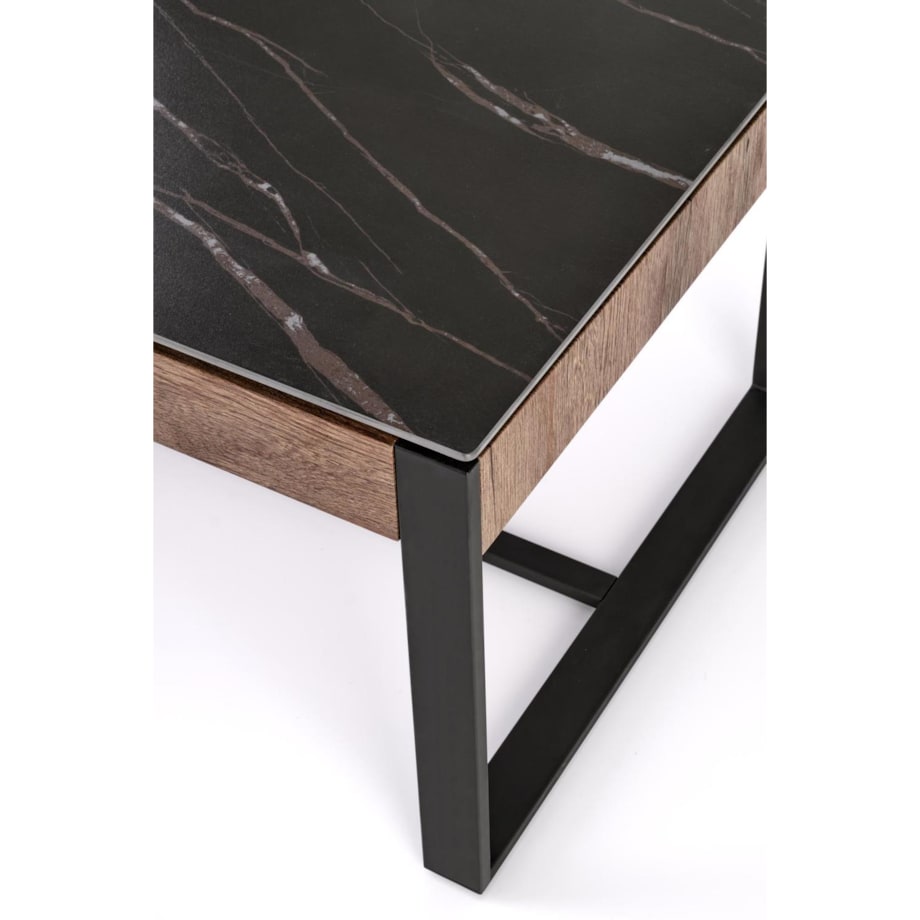 STOLIK KAWOWY Amar CZARNY MARMUR 121x61x45 cm MDF I STAL