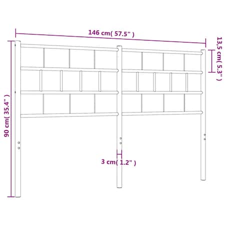 vidaXL Metalowe wezgłowie, czarne, 140 cm