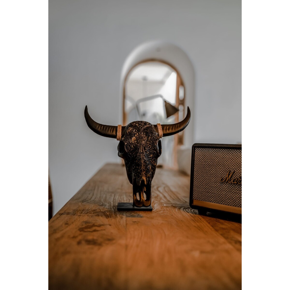 DEKORACJA GŁOWA BYKA CZARNA S
