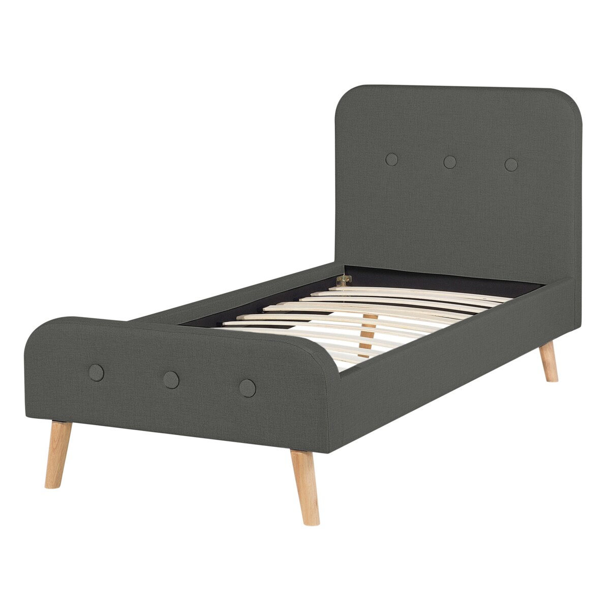 Łóżko tapicerowane 90 x 200 cm ciemnoszare RENNES