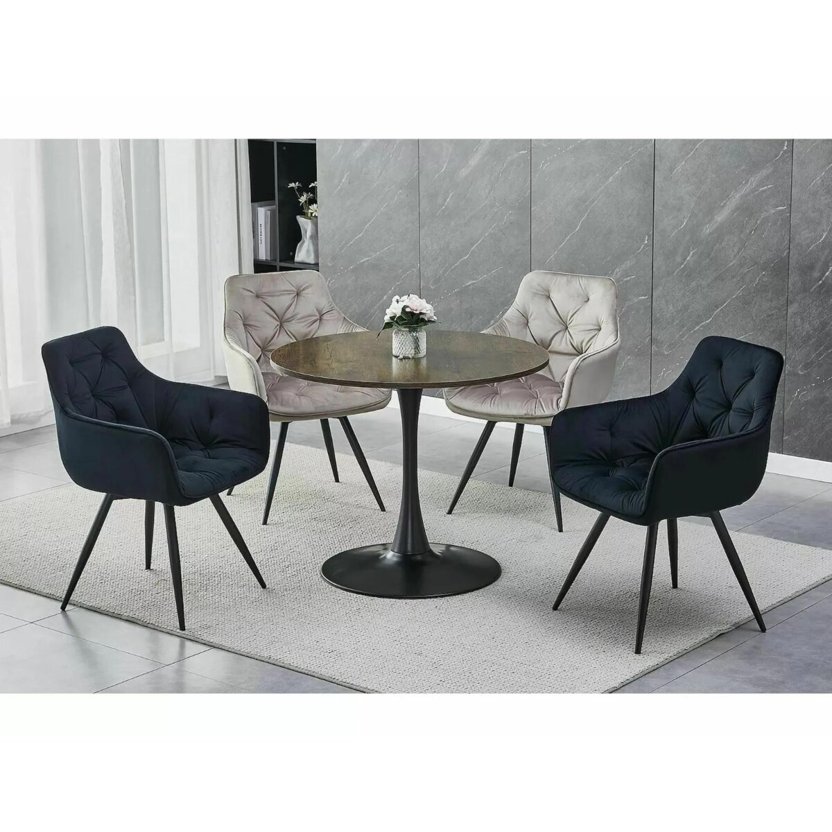 Krzesło tapicerowane MANGO VELVET czarne obracane