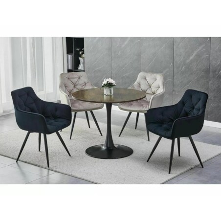 Krzesło tapicerowane MANGO VELVET czarne obracane