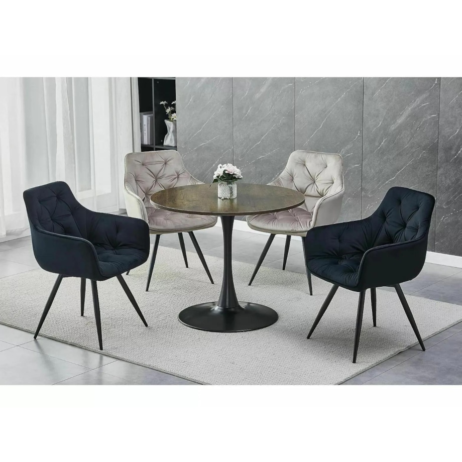 Krzesło tapicerowane MANGO VELVET czarne obracane