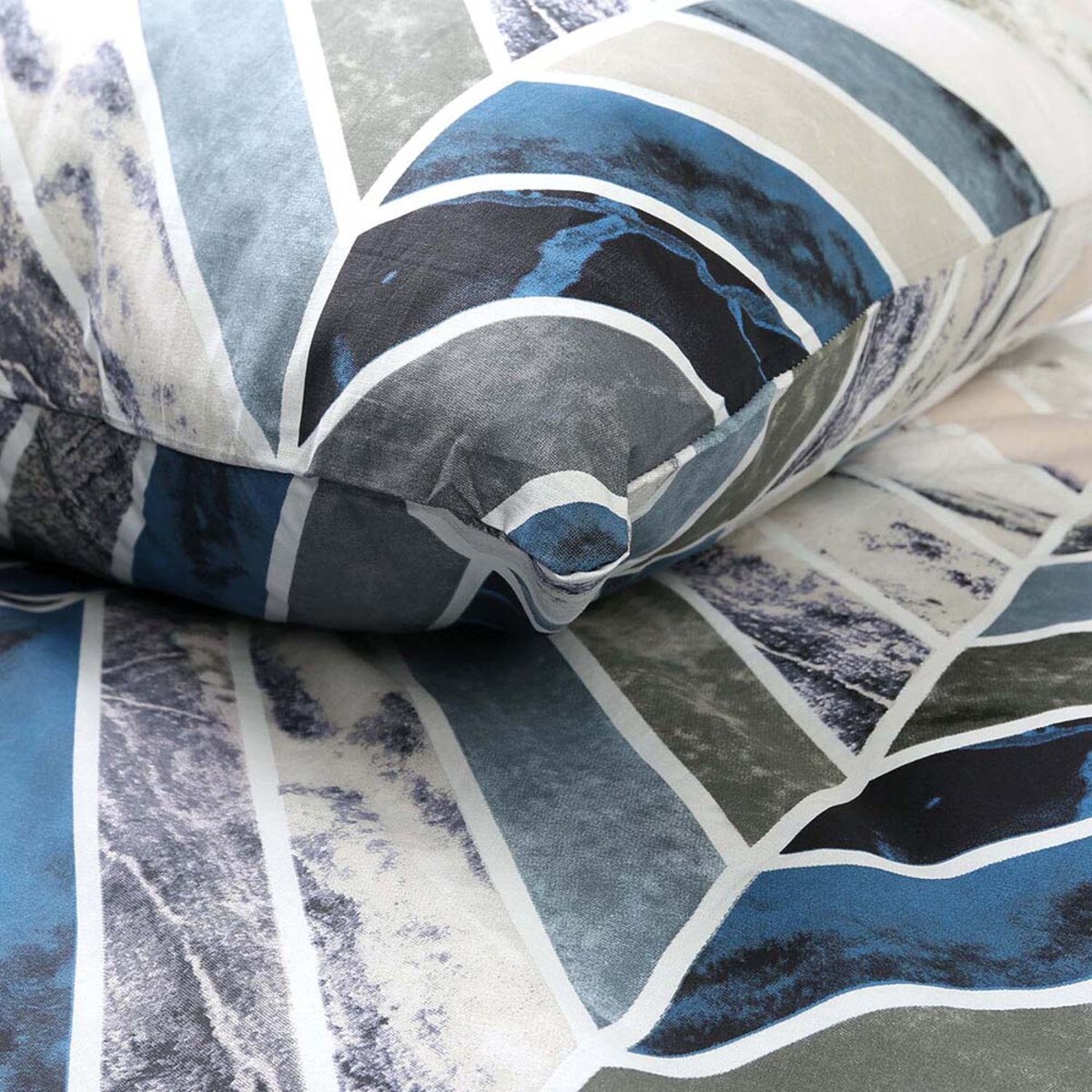 Pościel bawełniana 220x200 Bluewave niebieska w geometryczny wzór, Cottonlove